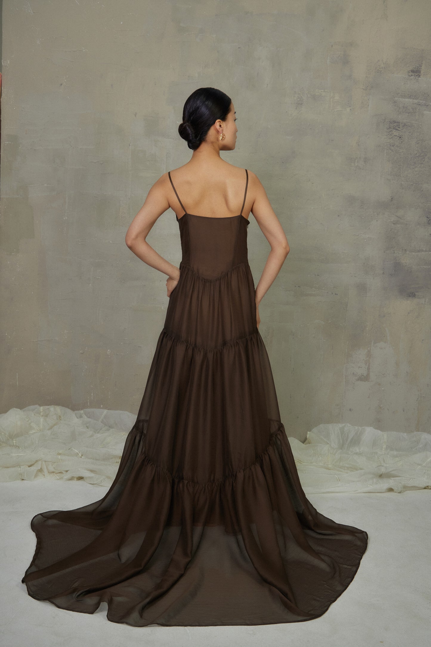 Robe longue marron