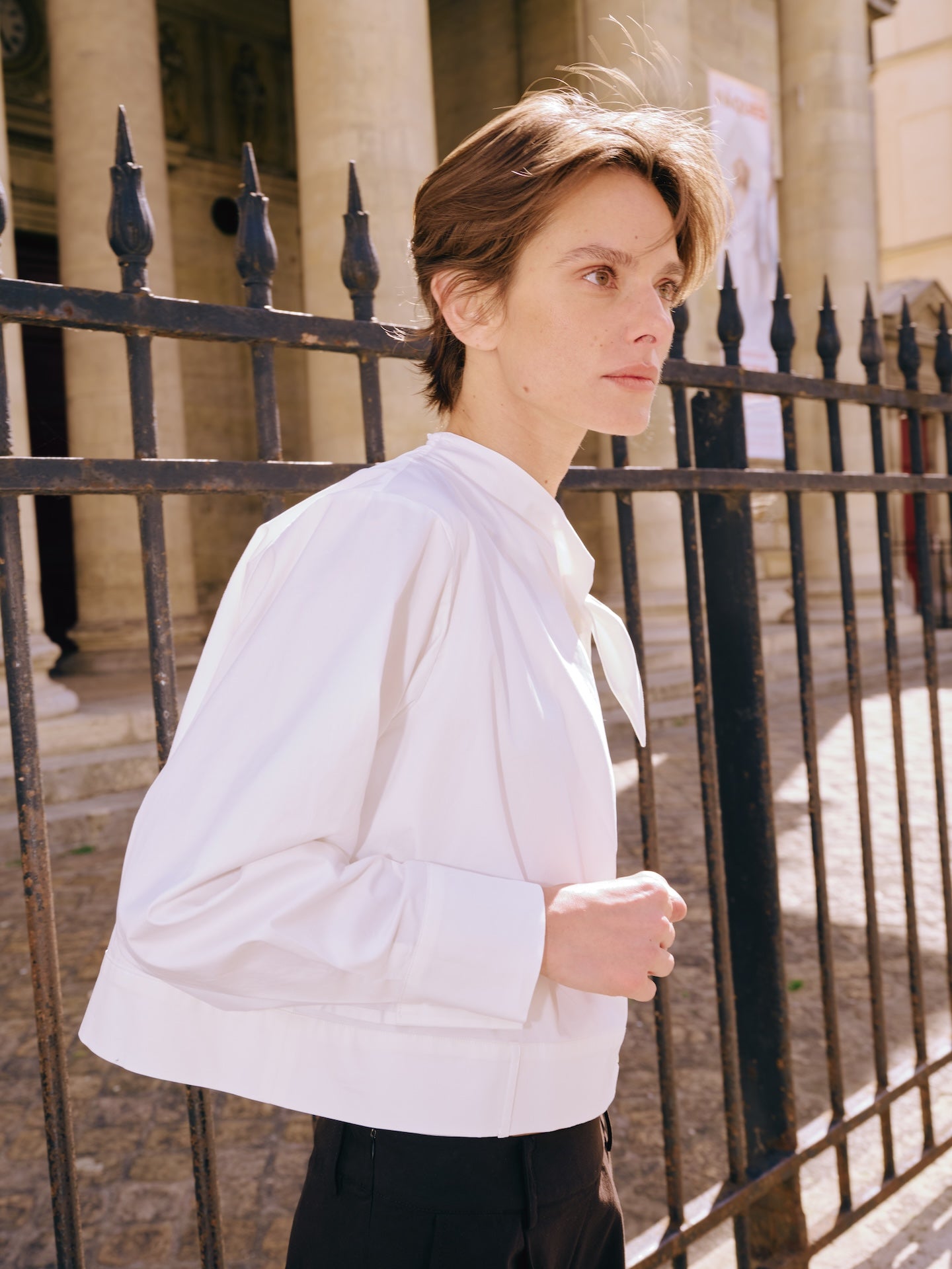 White Knot-neck Cropped Shirt