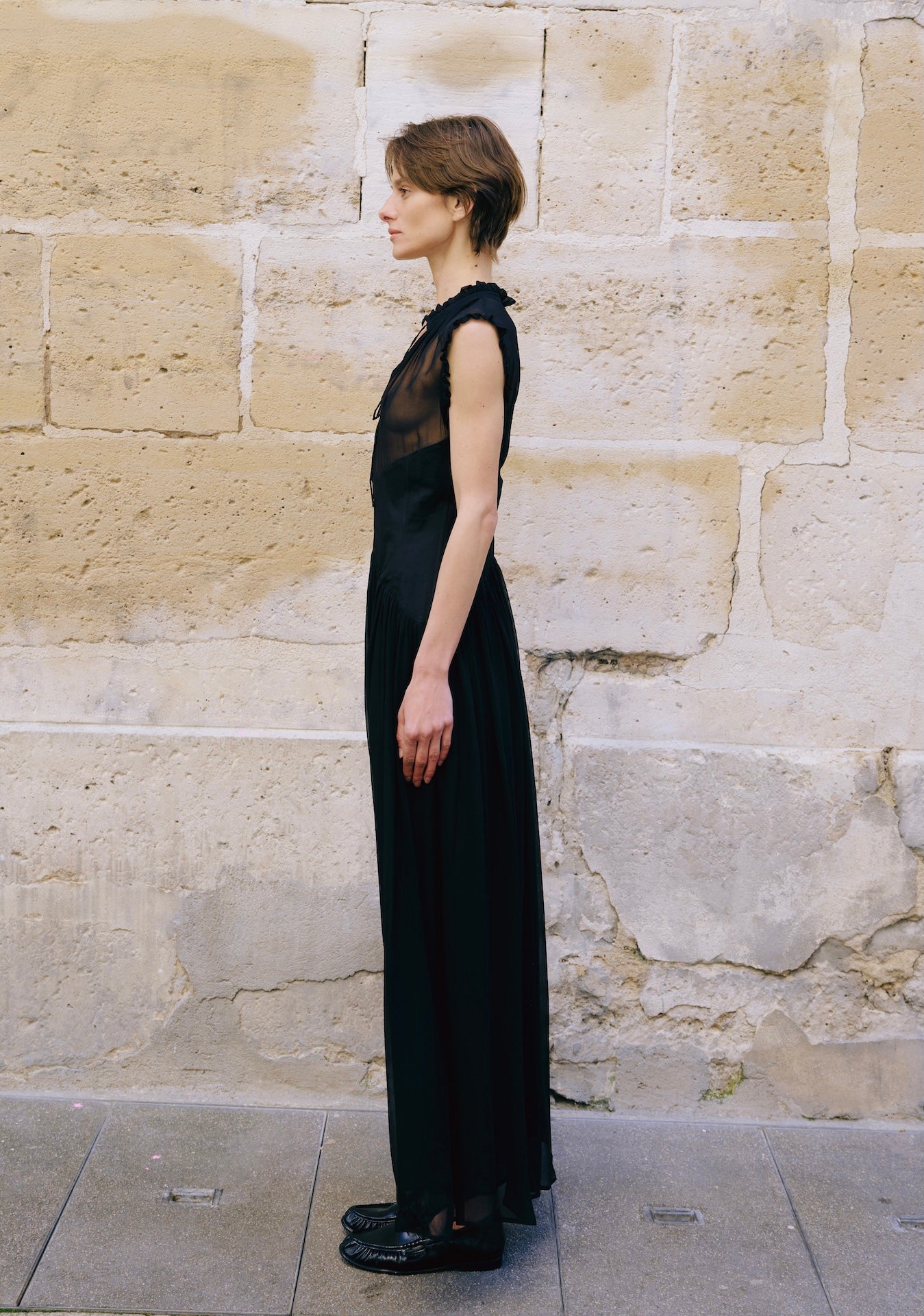 Black Corset-Waist Maxi Dress