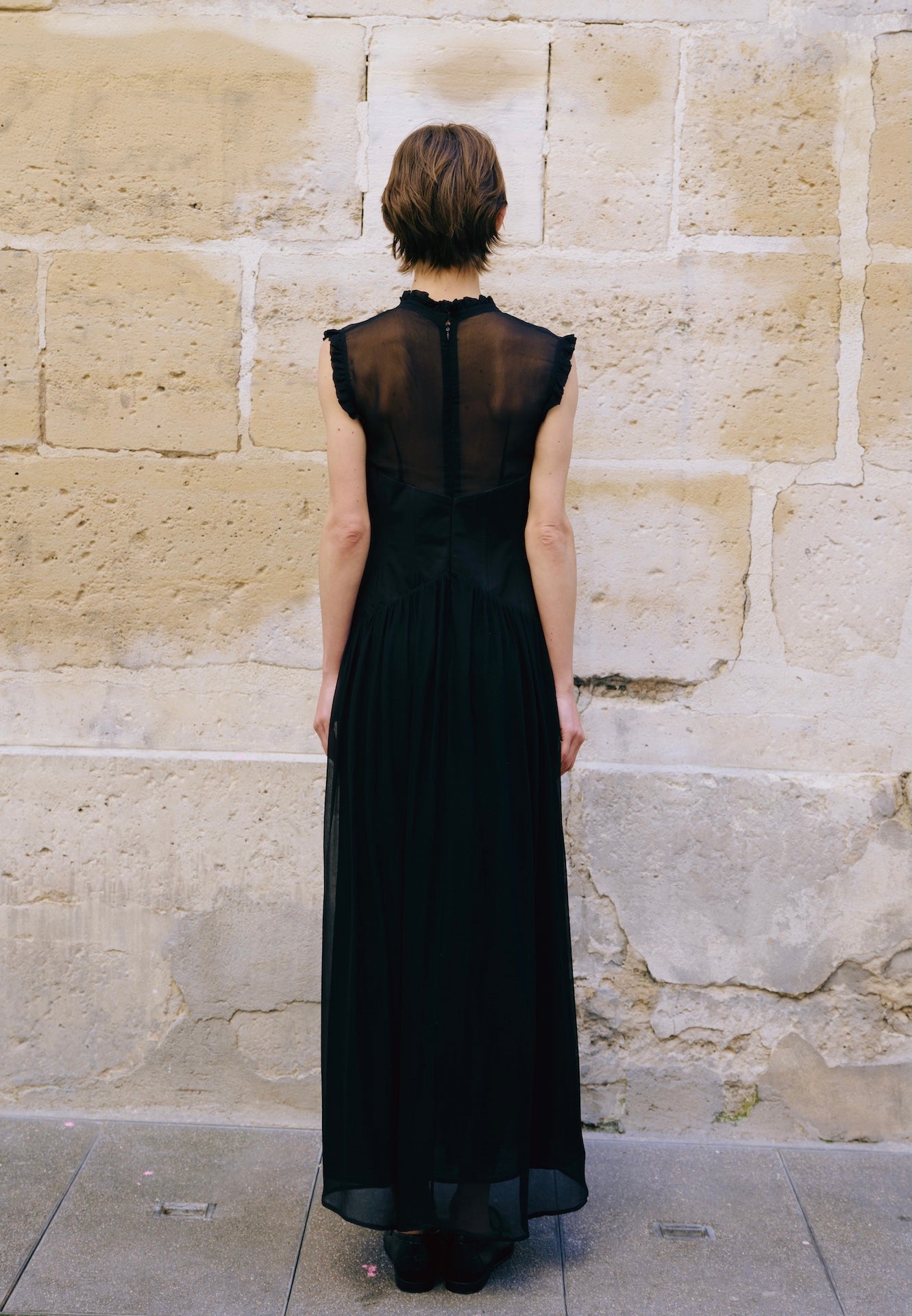 Black Corset-Waist Maxi Dress