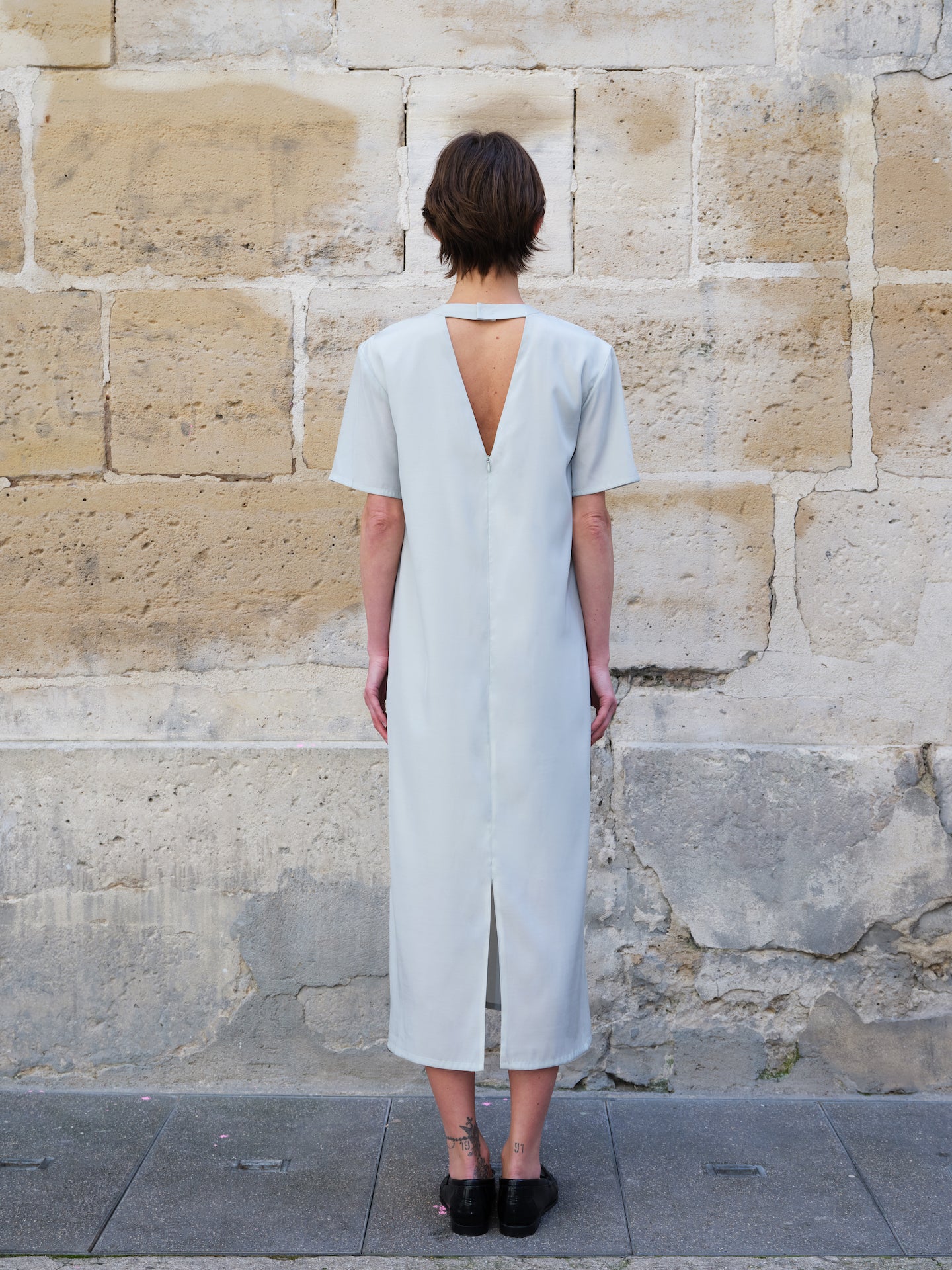 Vert Green Cut-Out Shoulder Backless Midi Dress