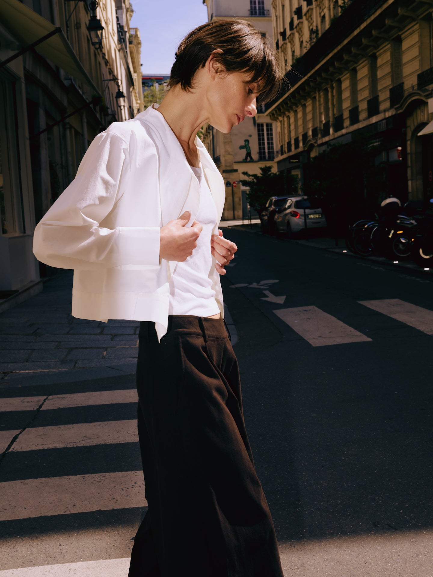 Black Cross-Over Waist Wide-Leg Culottes