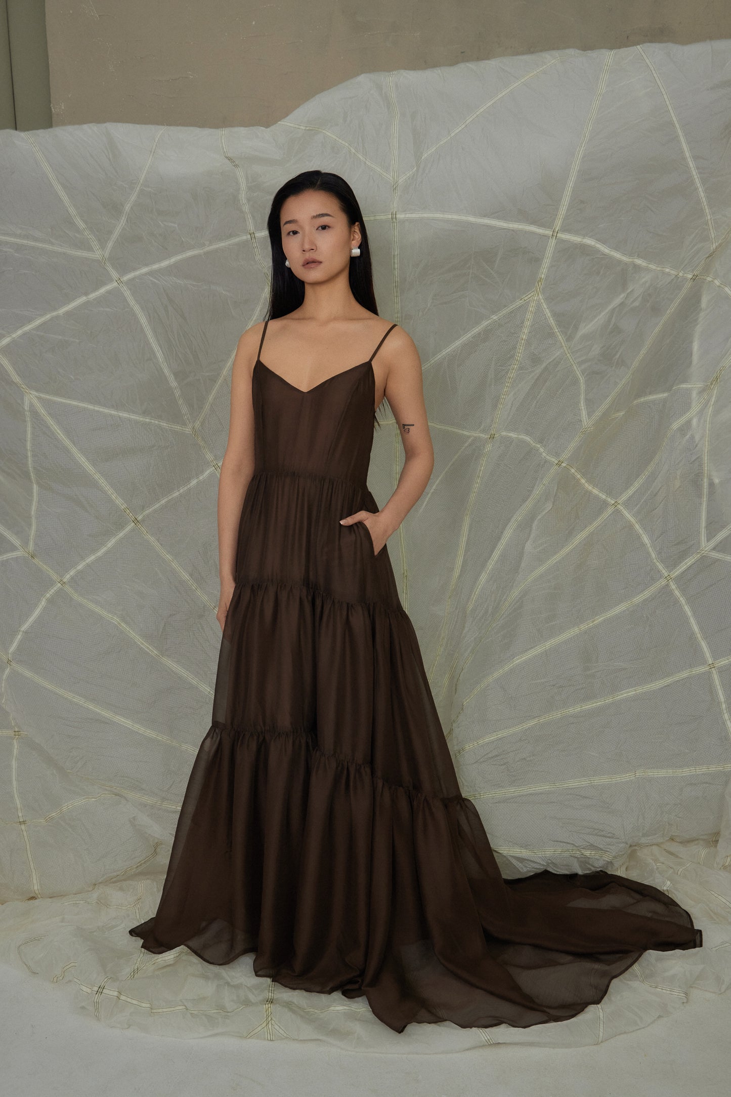 Robe longue marron